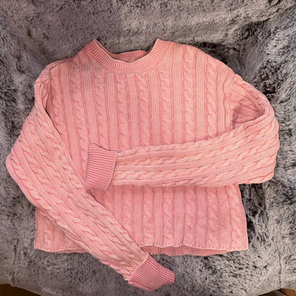 Aerie Light Pink Cable Knit Sweater